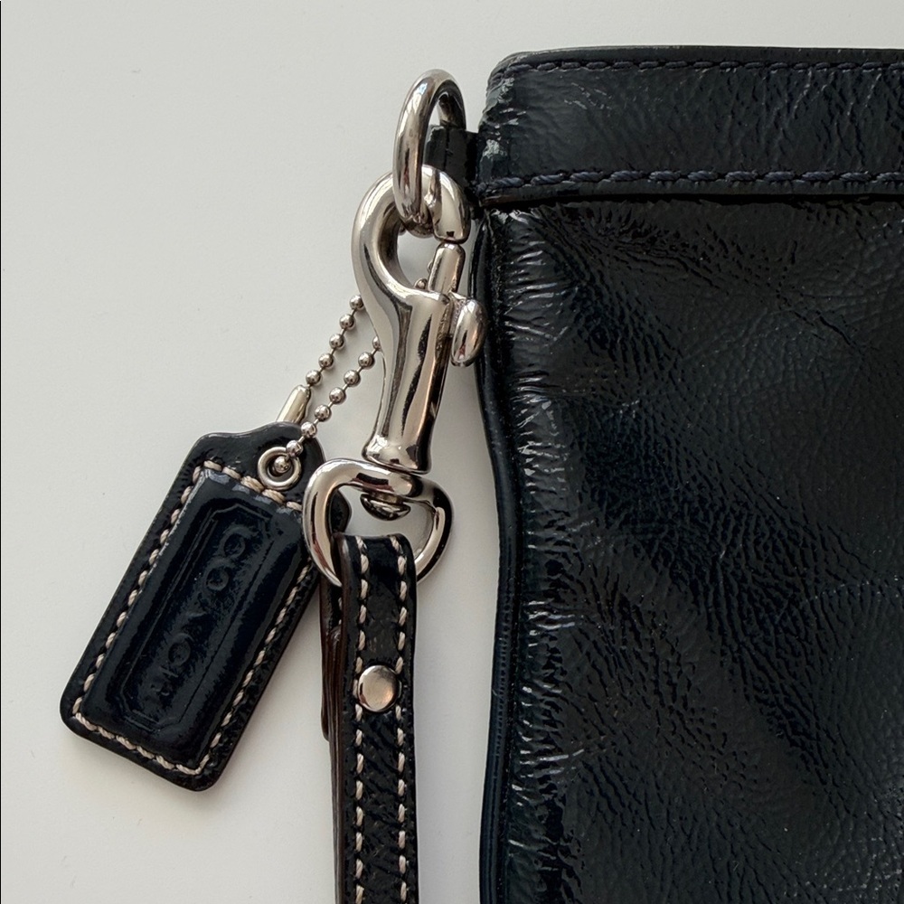 COACH Black Blue Patent Clutch - Picture 2 of 3